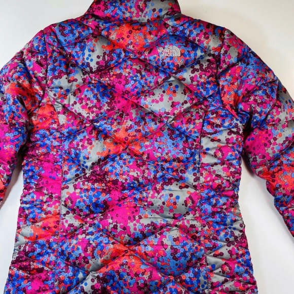 North Face 550 Goose Down Floral Puffer Big Girls Jacket  XL/18. - Picture 3 of 4